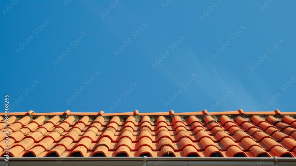 Naklejka premium Red Tiled Roof Under Blue Sky