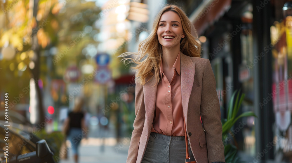 Fototapeta premium Businesswoman walking down the street
