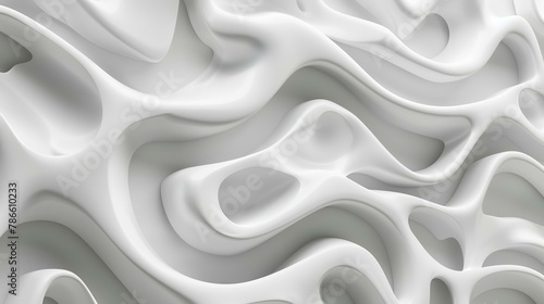 3d rendering, abstract white background with wavy folds and waves
