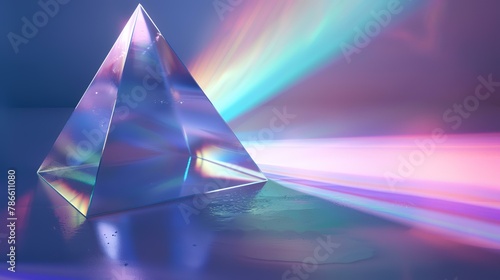 3d illustration of a crystal with reflection in water. Abstract background.