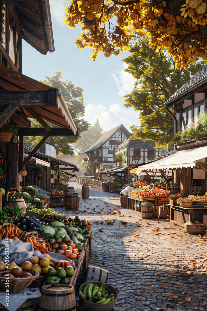 Picturesque Village Market Square