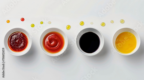 Selection of Sauces in White Bowls