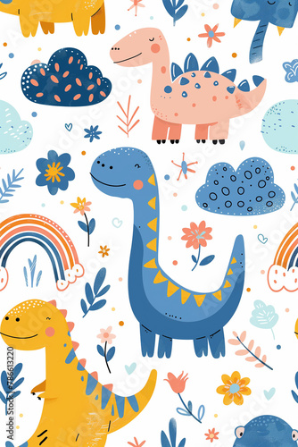 Cute Kawaii Design Featuring Dinosaurs  Playful and Whimsical Artwork for All Ages