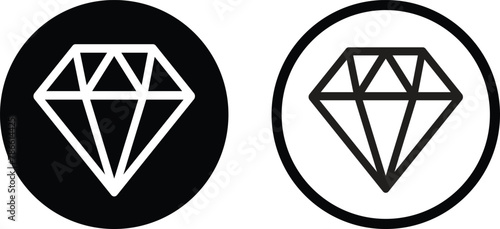 Diamond icon set in two styles isolated on white background . Vector illustration photo