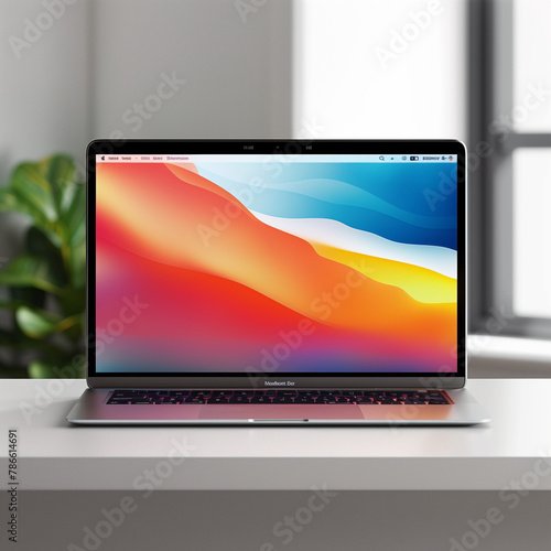 Laptop Monitor Mockup  Ultrarealistic Editorial Workspace Scene