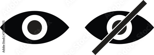 Eye and no eye icons . See and unsee eye icon . Show and hide icon . Vector illustration photo