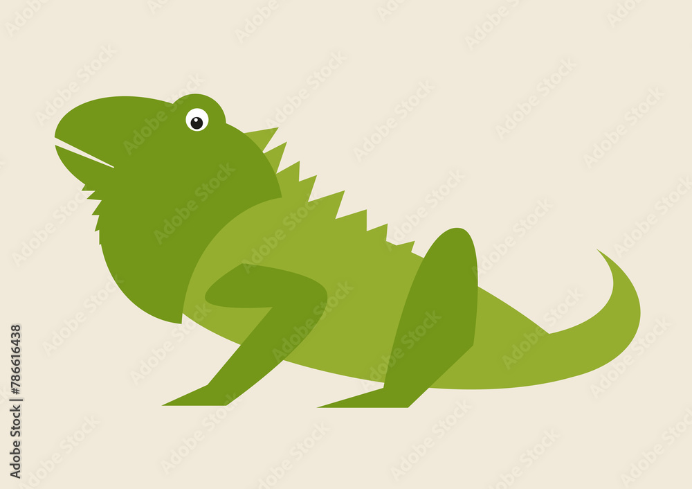 Obraz premium Iguana, reptile, animal vector illustration, rare and endangered animal, wild, green