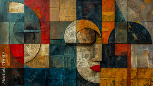 Abstract cubist mosaic in vibrant colors