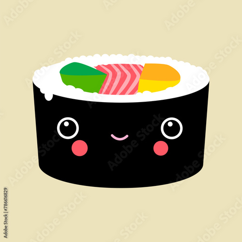 Maki sushi, vector illustration design in Japanese kawaii style (ID: 786616829)