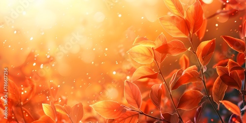 Captivating Autumn Foliage Panoramic With Radiant Natural Bokeh Lighting and Warm Toned Blurred Background photo
