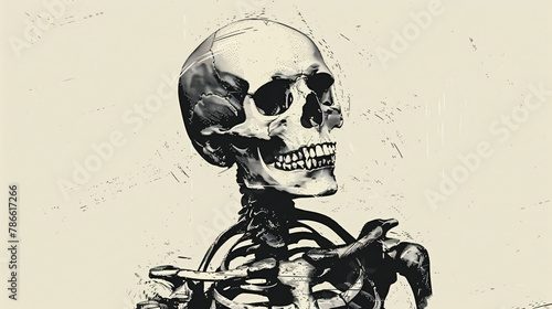 skeleton illustrations wih different backgrounds photo