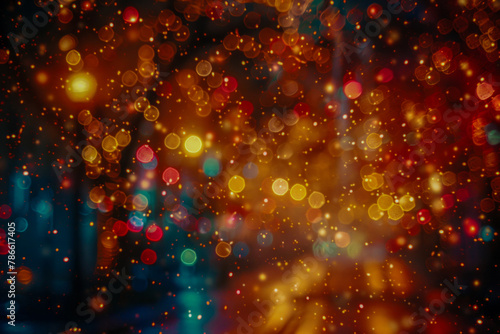 Sparkling out-of-focus lights with festive atmosphere