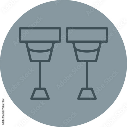 Crutches Grey Line Circle Icon