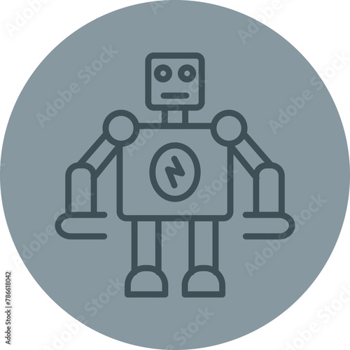 Robotics Grey Line Circle Icon