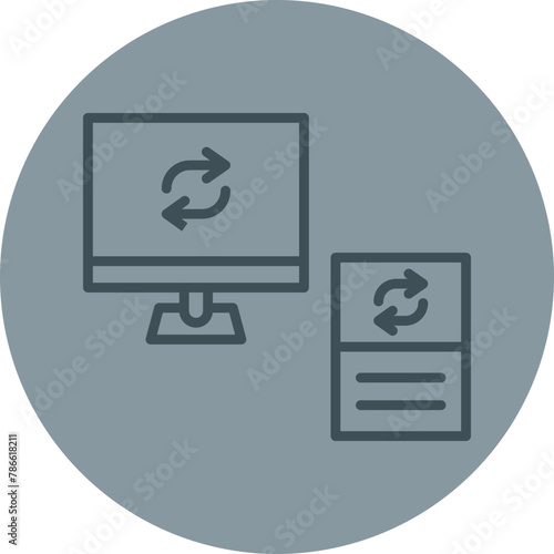 Data Synchronization Grey Line Circle Icon