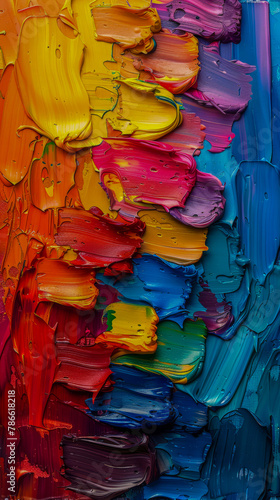 Bold impasto brush strokes with heavy texture in vibrant colors