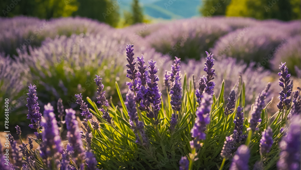 Beautiful lavender flowers in Japan sunlight