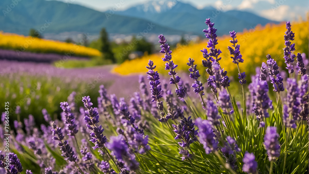 Naklejka premium Beautiful lavender flowers in Japan