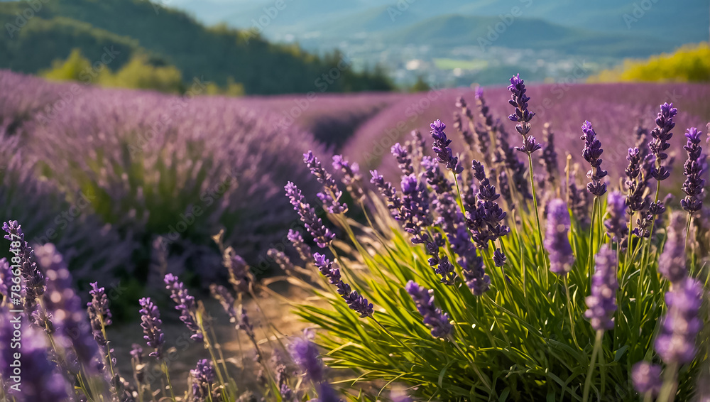 Beautiful lavender flowers in Japan season