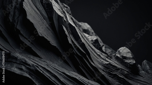 Minimalistic black stone texture, dark rough rock backdrop. AI generative.