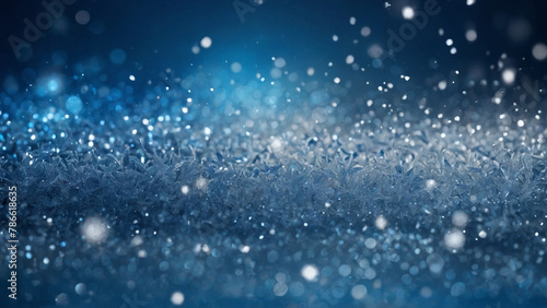 Abstract winter background with snow, blurred snowflakes, macro, close-up. AI generative.