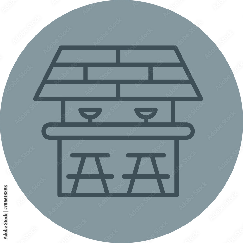 Beach Bar Grey Line Circle Icon Beach Bar Grey Line Circle Icon