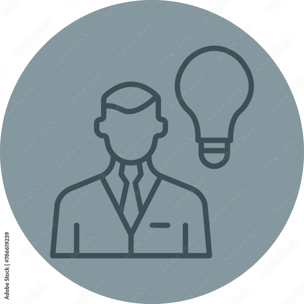 Creative Employee Grey Line Circle Icon Creative Employee Grey Line Circle Icon