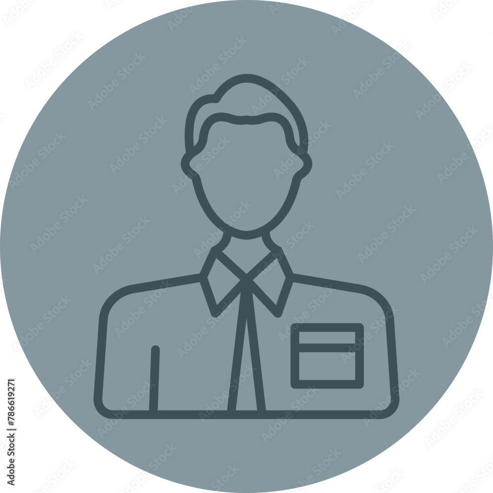 Businessman Grey Line Circle Icon Businessman Grey Line Circle Icon
