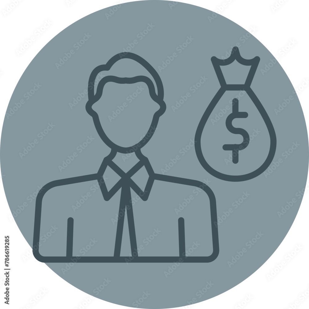 Employee Growth Grey Line Circle Icon