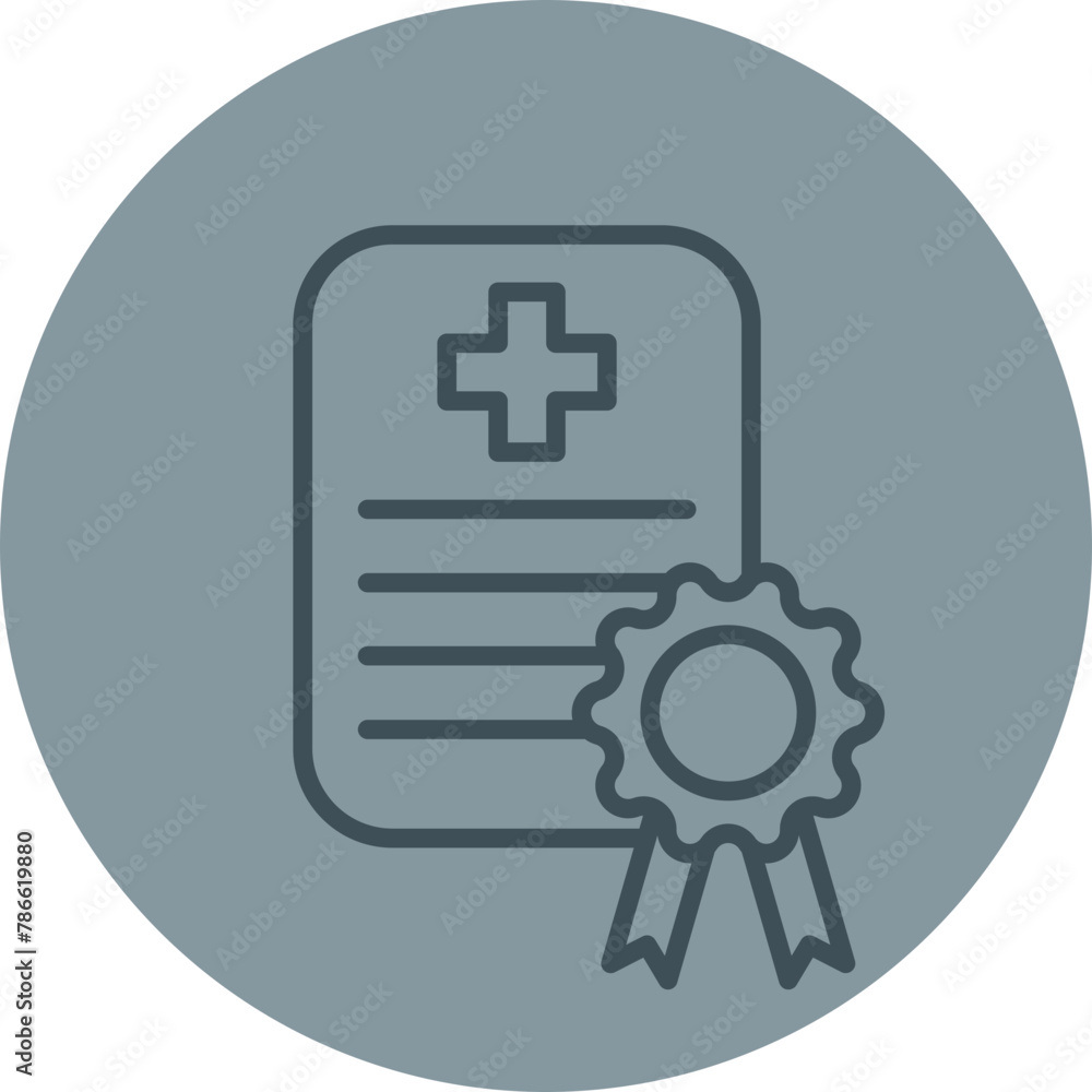 Fototapeta premium Medical Certificate Grey Line Circle Icon