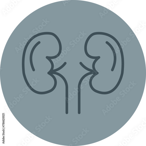 Kidneys Grey Line Circle Icon