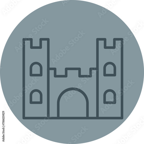 Castle Grey Line Circle Icon