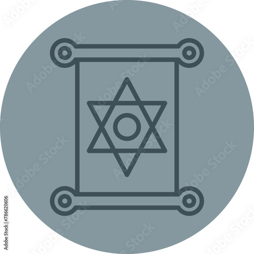 Jewish Grey Line Circle Icon