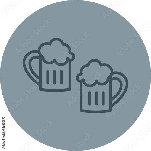 Beer Grey Line Circle Icon