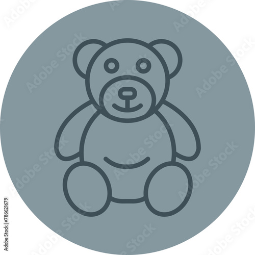 Bear Grey Line Circle Icon
