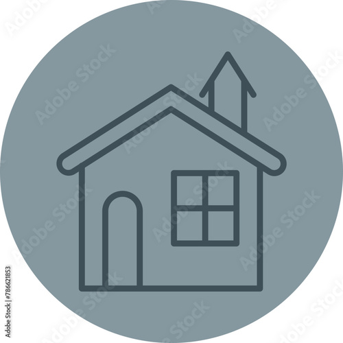 House Grey Line Circle icon