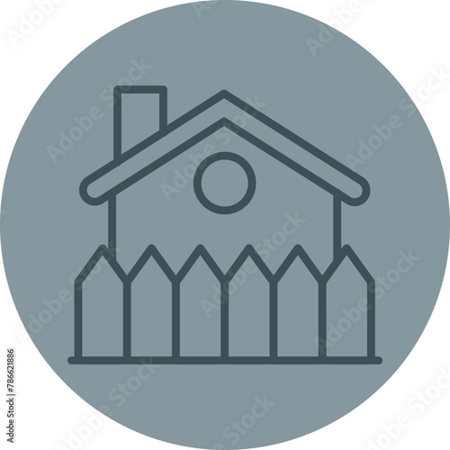 Fence Grey Line Circle icon