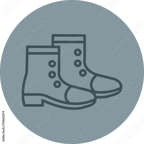 Boot Grey Line Circle Icon