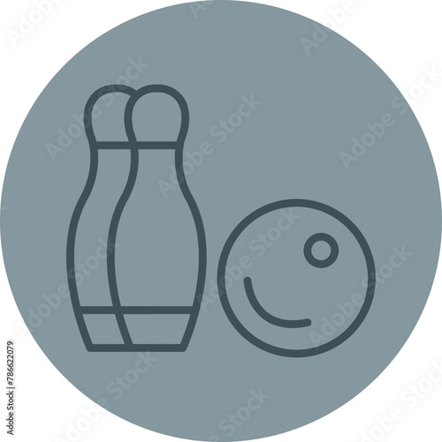 Bowling Grey Line Circle Icon
