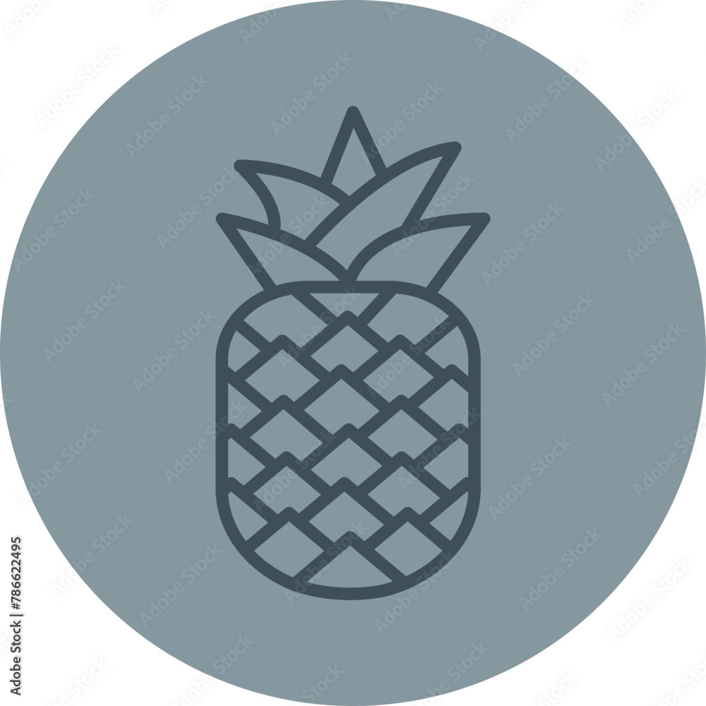Pineapple Grey Line Circle Icon Pineapple Grey Line Circle Icon