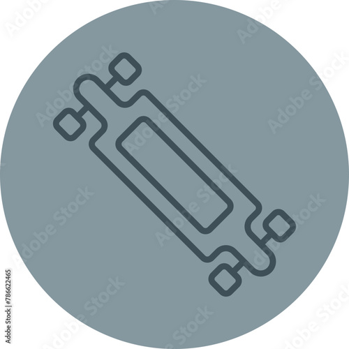 Longboard Grey Line Circle Icon