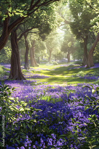 Tranquil Woodland Glade: Bluebell Haven