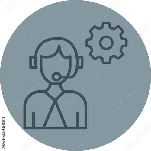 It Support Grey Line Circle Icon