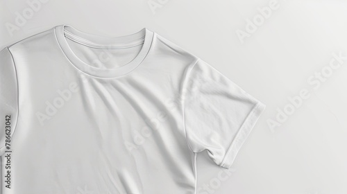 a blank white T-shirt as a mockup canvas, ready to be customized and styled for various designs and purposes.