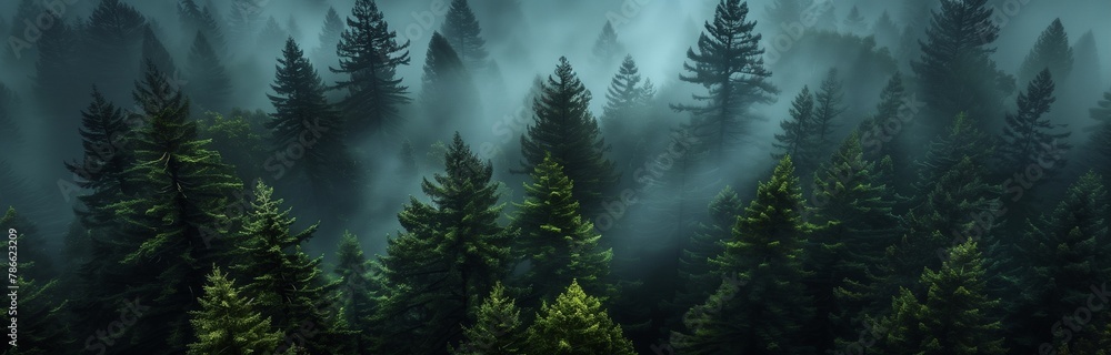 foggy landscape of a forrest foggy landscape of a forrest