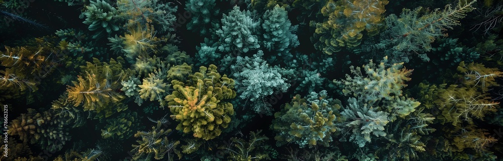 Fototapeta premium beautiful landscape of a forest looking from above 