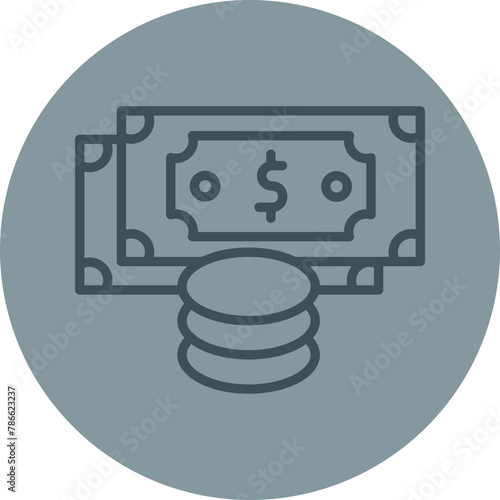 Income Grey Line Circle Icon