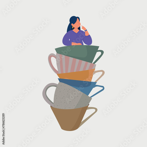 Vector illustration of coffee woman