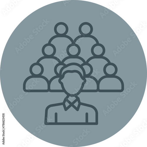 Crowd Grey Line Circle Icon