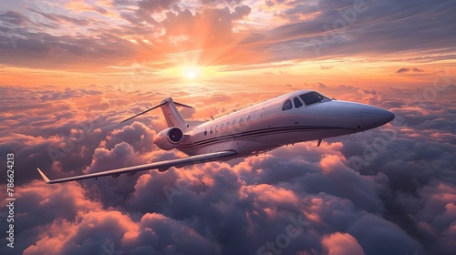 Elegant Flight At Sunset: Business Travel Elevated. Concept Business Travel, Sunset Photography, Flight Scenes, Elegant Poses © Ян Заболотний